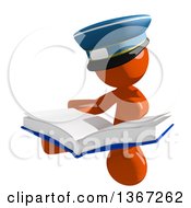 Clipart Of An Orange Mail Man Wearing A Hat Sitting And Reading A Book Royalty Free Illustration