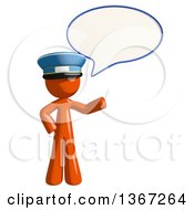 Clipart Of An Orange Mail Man Wearing A Hat Talking Royalty Free Illustration