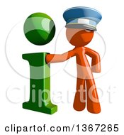 Clipart Of An Orange Mail Man Wearing A Hat With A Green I Information Icon Royalty Free Illustration
