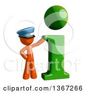 Poster, Art Print Of Orange Mail Man Wearing A Hat With A Green I Information Icon