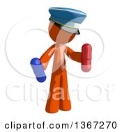 Poster, Art Print Of Orange Mail Man Wearing A Hat Holding Pills