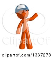 Clipart Of An Orange Mail Man Wearing A Baseball Cap Waving Royalty Free Illustration