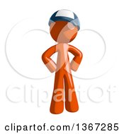 Poster, Art Print Of Orange Mail Man Wearing A Baseball Cap Standing With Hands On His Hips