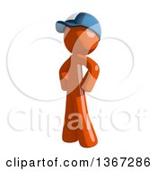 Poster, Art Print Of Orange Mail Man Wearing A Baseball Cap Standing With Hands On His Hips Facing Left