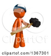 Poster, Art Print Of Orange Mail Man Wearing A Baseball Cap Holding A Sledgehammer