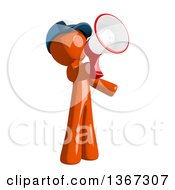 Clipart Of An Orange Mail Man Wearing A Baseball Cap Announcing With A Megaphone Royalty Free Illustration