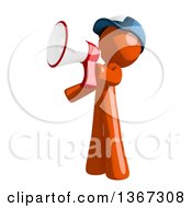 Poster, Art Print Of Orange Mail Man Wearing A Baseball Cap Announcing With A Megaphone