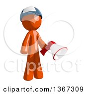 Poster, Art Print Of Orange Mail Man Wearing A Baseball Cap Holding A Megaphone