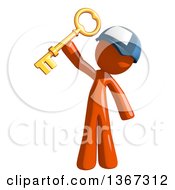 Poster, Art Print Of Orange Mail Man Wearing A Baseball Cap Holding A Skeleton Key