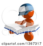Poster, Art Print Of Orange Mail Man Wearing A Baseball Cap Sitting And Reading A Book