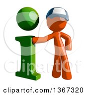Clipart Of An Orange Mail Man Wearing A Baseball Cap With A Green I Information Icon Royalty Free Illustration