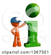 Poster, Art Print Of Orange Mail Man Wearing A Baseball Cap With A Green I Information Icon