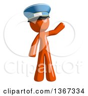 Clipart Of An Orange Mail Man Wearing A Hat Waving Royalty Free Illustration