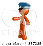 Clipart Of An Orange Mail Man Wearing A Hat And Presenting To The Left Royalty Free Illustration