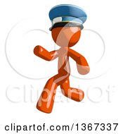 Poster, Art Print Of Orange Mail Man Wearing A Hat And Running To The Left