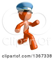Poster, Art Print Of Orange Mail Man Wearing A Hat And Running To The Right