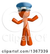 Clipart Of An Orange Mail Man Wearing A Hat And Shrugging Royalty Free Illustration