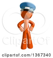 Clipart Of An Orange Mail Man Wearing A Hat Standing With Hands On His Hips Royalty Free Illustration