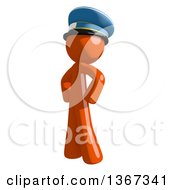 Clipart Of An Orange Mail Man Wearing A Hat Standing With Hands On His Hips Facing Left Royalty Free Illustration