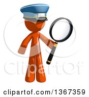 Poster, Art Print Of Orange Mail Man Wearing A Hat Searching With A Magnifying Glass