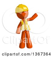 Poster, Art Print Of Orange Man Construction Worker Waving