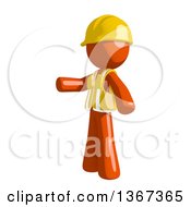 Poster, Art Print Of Orange Man Construction Worker Presenting To The Left