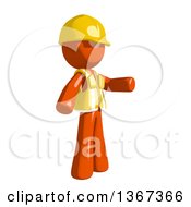Poster, Art Print Of Orange Man Construction Worker Presenting To The Right