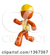Poster, Art Print Of Orange Man Construction Worker Running To The Left