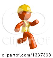 Poster, Art Print Of Orange Man Construction Worker Running To The Right