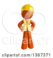 Poster, Art Print Of Orange Man Construction Worker With Hands On His Hips