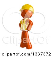 Poster, Art Print Of Orange Man Construction Worker With Hands On His Hips Facing Left