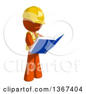 Poster, Art Print Of Orange Man Construction Worker Reading A Book