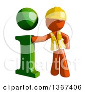 Poster, Art Print Of Orange Man Construction Worker With An I Information Icon