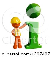 Poster, Art Print Of Orange Man Construction Worker With An I Information Icon