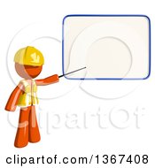 Poster, Art Print Of Orange Man Construction Worker Presenting A Board