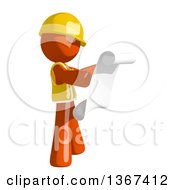 Clipart Of An Orange Man Construction Worker Reading Blueprints Royalty Free Illustration by Leo Blanchette