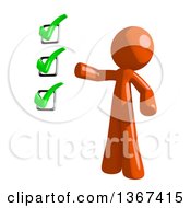 Clipart Of An Orange Man Presenting A Check List Royalty Free Illustration