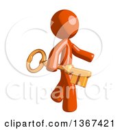 Clipart Of An Orange Man Holding A Skeleton Key Royalty Free Illustration