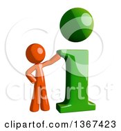 Clipart Of An Orange Man With A Green I Information Icon Royalty Free Illustration