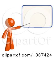Poster, Art Print Of Orange Man Holding A Pointer Stick Against A White Board