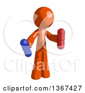 Poster, Art Print Of Orange Man Holding Pills