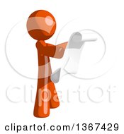 Clipart Of An Orange Man Reading A List Facing Right Royalty Free Illustration