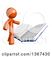 Clipart Of An Orange Man Reading A Giant Book Royalty Free Illustration