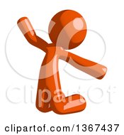 Clipart Of An Orange Man Jumping Or Kneeling And Begging Royalty Free Illustration