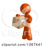 Poster, Art Print Of Orange Man Holding A Box