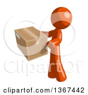 Poster, Art Print Of Orange Man Holding A Box Facing Left