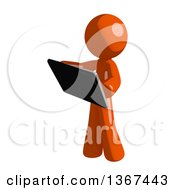 Poster, Art Print Of Orange Man Using A Tablet Computer