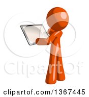 Clipart Of An Orange Man Using A Tablet Computer Royalty Free Illustration by Leo Blanchette
