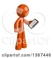 Poster, Art Print Of Orange Man Looking At A Smart Phone