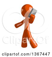 Clipart Of An Orange Man Talking On A Smart Phone Royalty Free Illustration